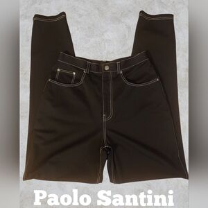 Paolo Santini Black Pants With Lovely White Stitching Detail Size 8